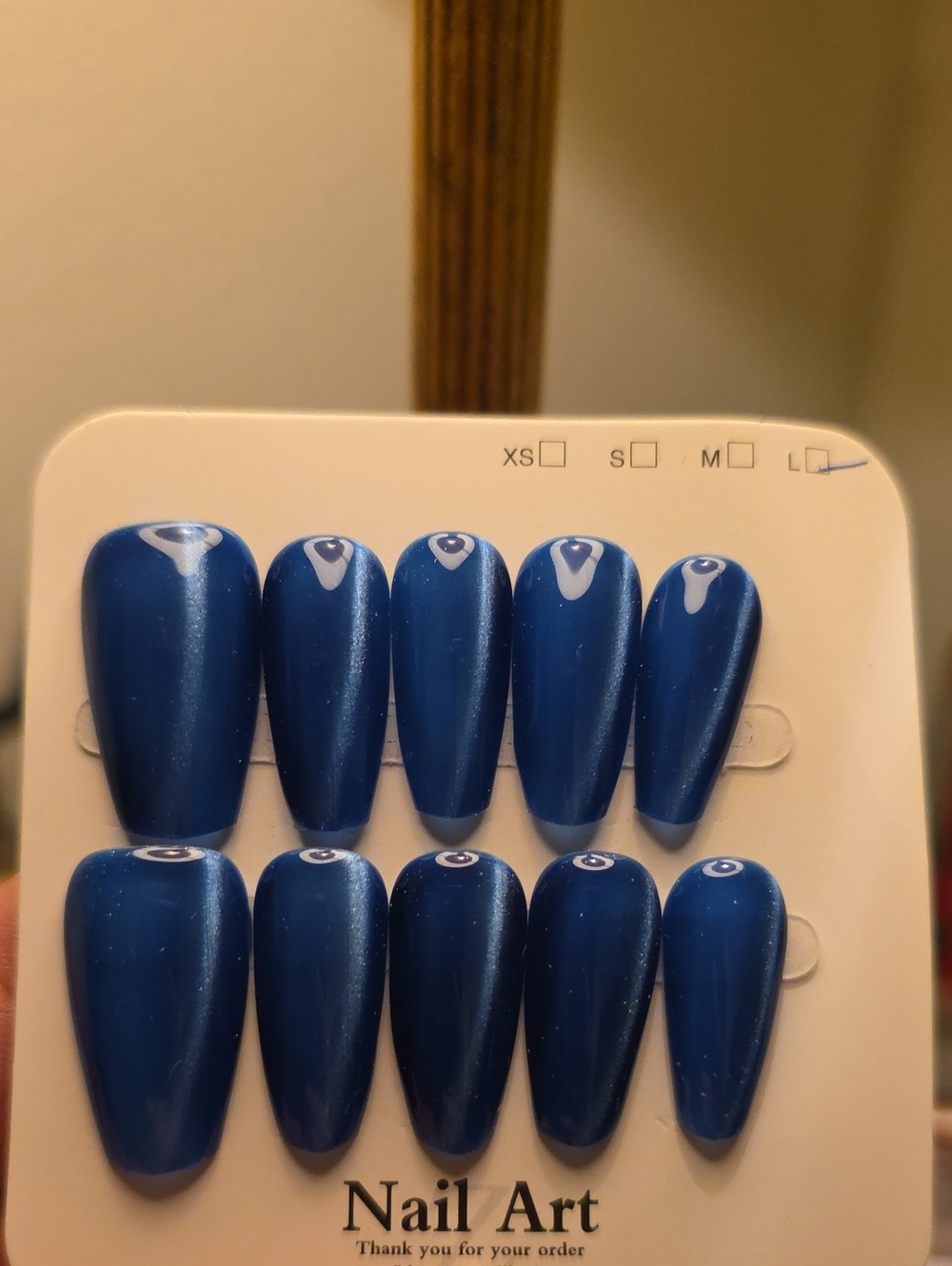 Blue Press-On Nail Set - Nail Art Size Large